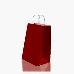 Çanta Beyaz Kraft 25x31x12 Cm Burgu Sap Kırmızı