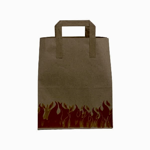 Çanta Kraft 25x30x14 cm Düz Sap Alev Desenli