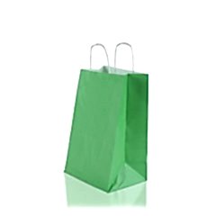 Çanta Beyaz Kraft 25x31x12 Cm Burgu Sap Yeşil 50 ADETLİ PAKET