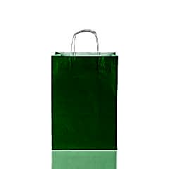 Çanta Beyaz Kraft 25x31x12 Cm Burgu Sap Yeşil 50 ADETLİ PAKET