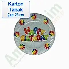 Tabak Karton Çap 24 Cm Happy Brithday 10 ADetli