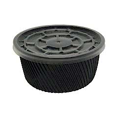 Çorba Kase Tırtıklı Siyah Plastik Kap+Kapak 16 OZ