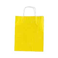 Beyaz Kraft Kağıt, Burgu saplı Çanta Sarı 32x40x12cm 50 adetli