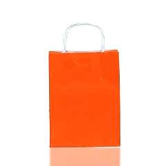 Çanta Beyaz Kraft 25x31x12 Cm Burgu Sap Turuncu