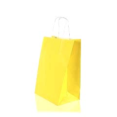 Çanta Beyaz Kraft 25x31x12 Cm Burgu Sap Sarı