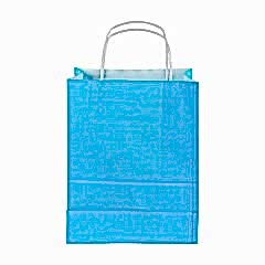 Çanta Beyaz Kraft 18x24x9 cm Burgu Sap Mavi