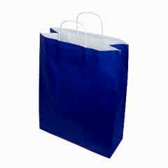 Çanta Beyaz Kraft Kağıt 32x40x12 cm Burgu saplı Lacivert
