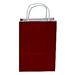 Çanta Beyaz Kraft 18x24x9 cm Burgu Sap Bordo