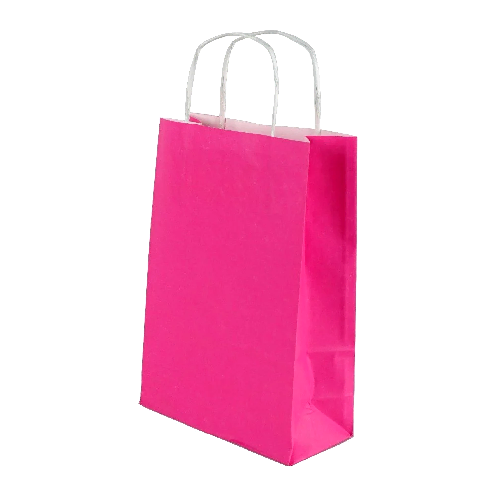 Çanta Beyaz Kraft 18x24x9 cm Burgu Sap Pembe