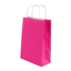 Çanta Beyaz Kraft 18x24x9 cm Burgu Sap Pembe