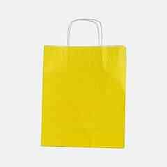 Çanta Beyaz Kraft 18x24x9 cm Burgu Sap Sarı 50 Adetli