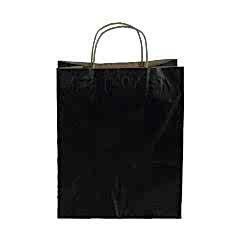 Çanta Kraft 18x24x9 cm Burgu Sap Siyah 50 Adetli