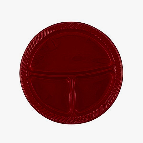 Tabak Plastik çap 26 cm 3 Gözlü Bordo 25 ADETLİ