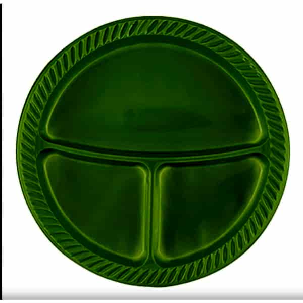 Tabak Plastik çap 26 cm 3 Gözlü Yeşil 25 ADETLİ